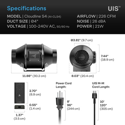 AC Infinity Inline Duct Fans with Controller Options