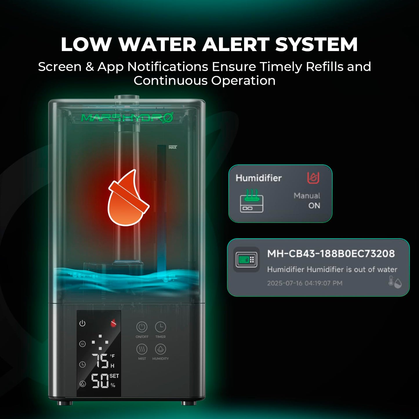 MARS HYDRO Plant Humidifier 5L,with Adjustable Humidity,Timer Function,Ultrasonic Precise and Silent Operation,No-Leak Seal for Grow Tent,Indoor Planting,Greenhouse,Bedroom