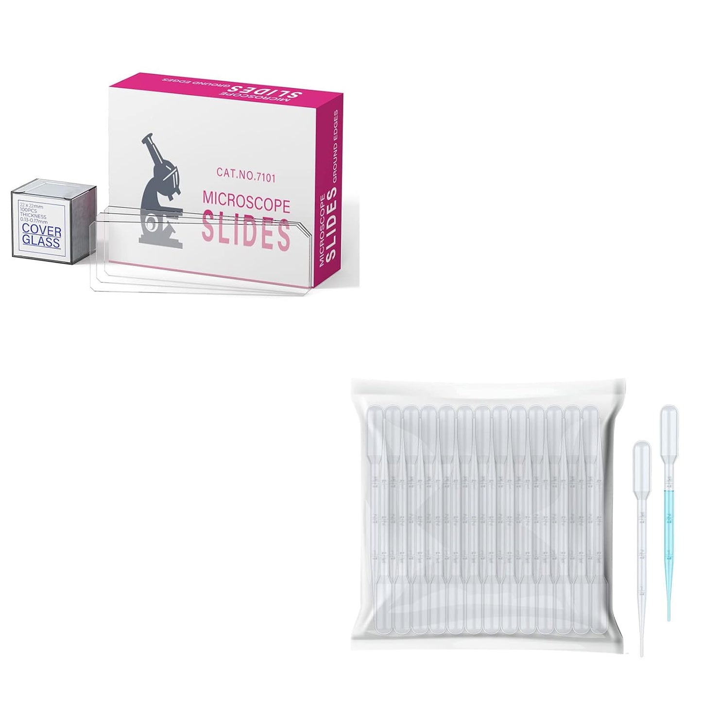 Blank Microscope Slides with 3mL Pipettes