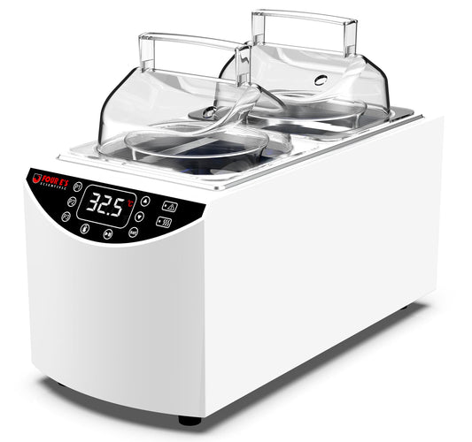 FOUR E'S SCIENTIFIC Lab Water Bath 5L, Digital Thermostatic Water Bath Heater, RT+5°C to 99°C, Precise Temperature Control, 2 Stainless Steel Chambers, LED Display