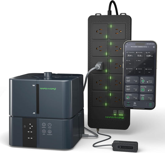 MARS HYDRO Plant Humidifier 5L,with Adjustable Humidity and Mars Hydro iHub-Pro, Smart 10AC Power Strip Kit 10-Outlet All-in-One Grow Room Hub, WiFi Environmental Control for Light, Temperature, Humid