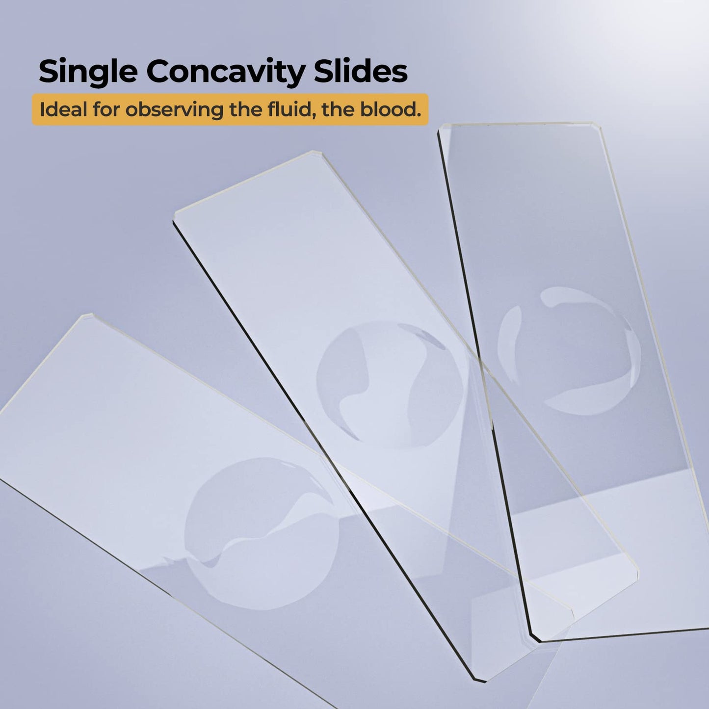 Single Depression Concave Microscope Slides Kit, 50 Pcs Pre-Cleaned Blank Microscope Slides and 100 Pcs 22x22mm Square Coverslips Cover Glass for Monocular Binocular Trinocular Microscopes