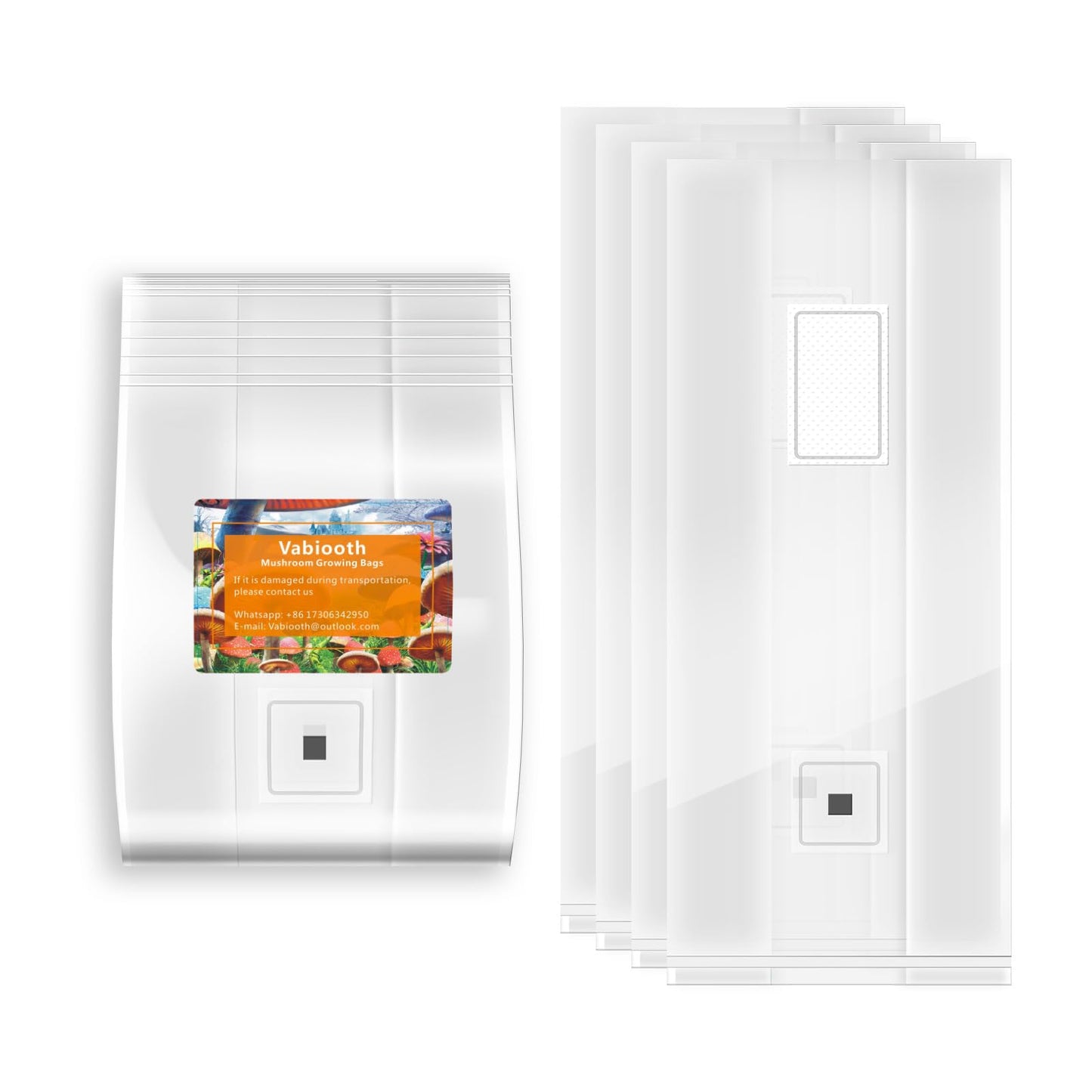 25 Packs 6 Mil Mushroom Grow Bags, Thick Spawn Bags 5" X 8" X 20" with 0.2 Micron Filter Breathable Autoclavable Durable Tear-Resistant