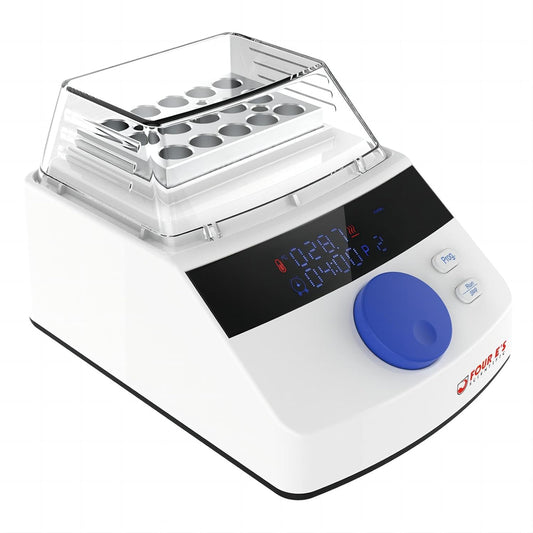 FOUR E'S SCIENTIFIC Mini Digital Dry Bath Incubator with Clear Lid, 15 x 1.5ml Heating Block with Timing Control, Up to 212℉/100℃, ± 0.5°C Accuracy