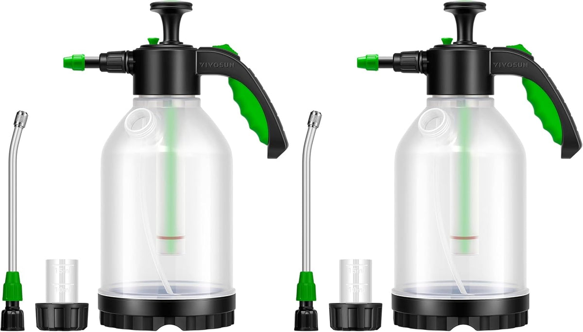 VIVOSUN Pump Sprayer, Portable Water Spray Bottle for Spraying Plants, Flowers, Weeds and Cleaning, Hand Pump with Side Filling Port, Measuring Cup, Adjustable Nozzles (Pack of 2)