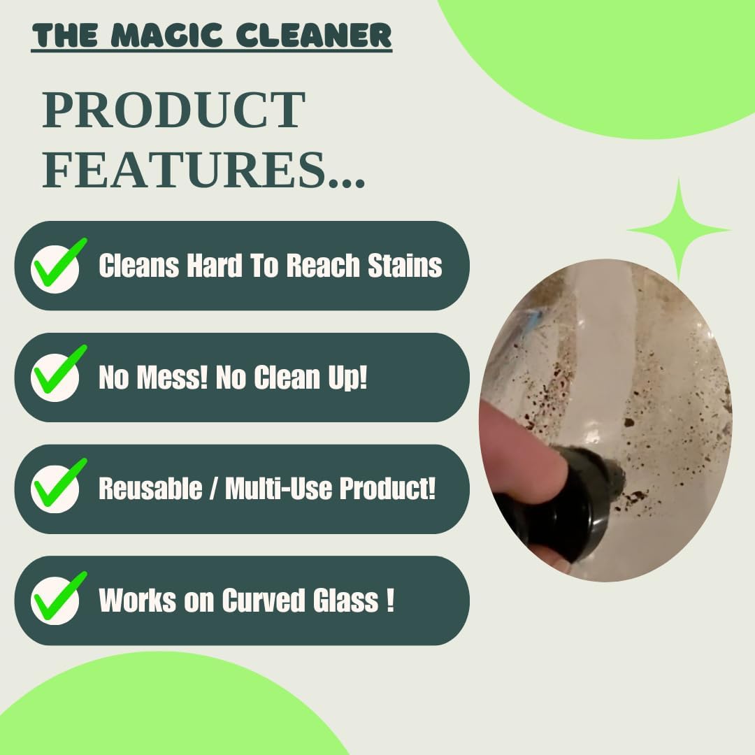 The Glass Cleaner Magnetic Glass Cleaner Kit | Mini/Small, 9.5 mm Size | For Water Pipes, Vases, Windows, Aquariums & All Glass | Cleans Hard to Reach Stain | Magnet Glass Cleaner | Free Scrubber Pads