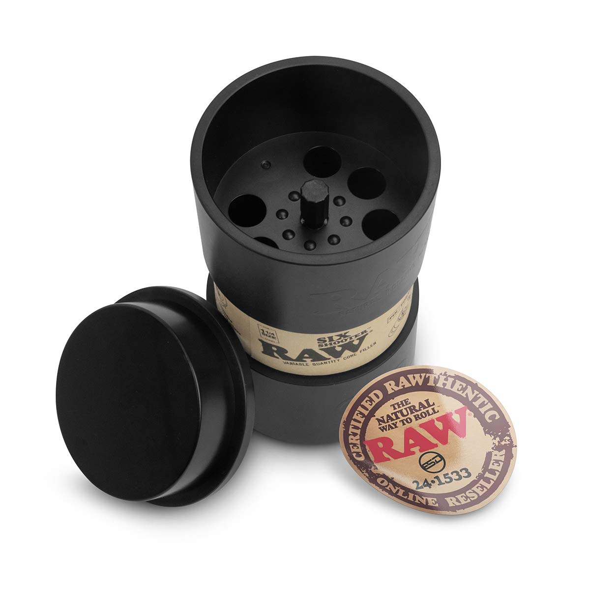 RAW Six Shooter for 1 1/4 Sized Cones | Cone Loader Filling Device | Fills 1,2,3, or 6 Cones at a Time!