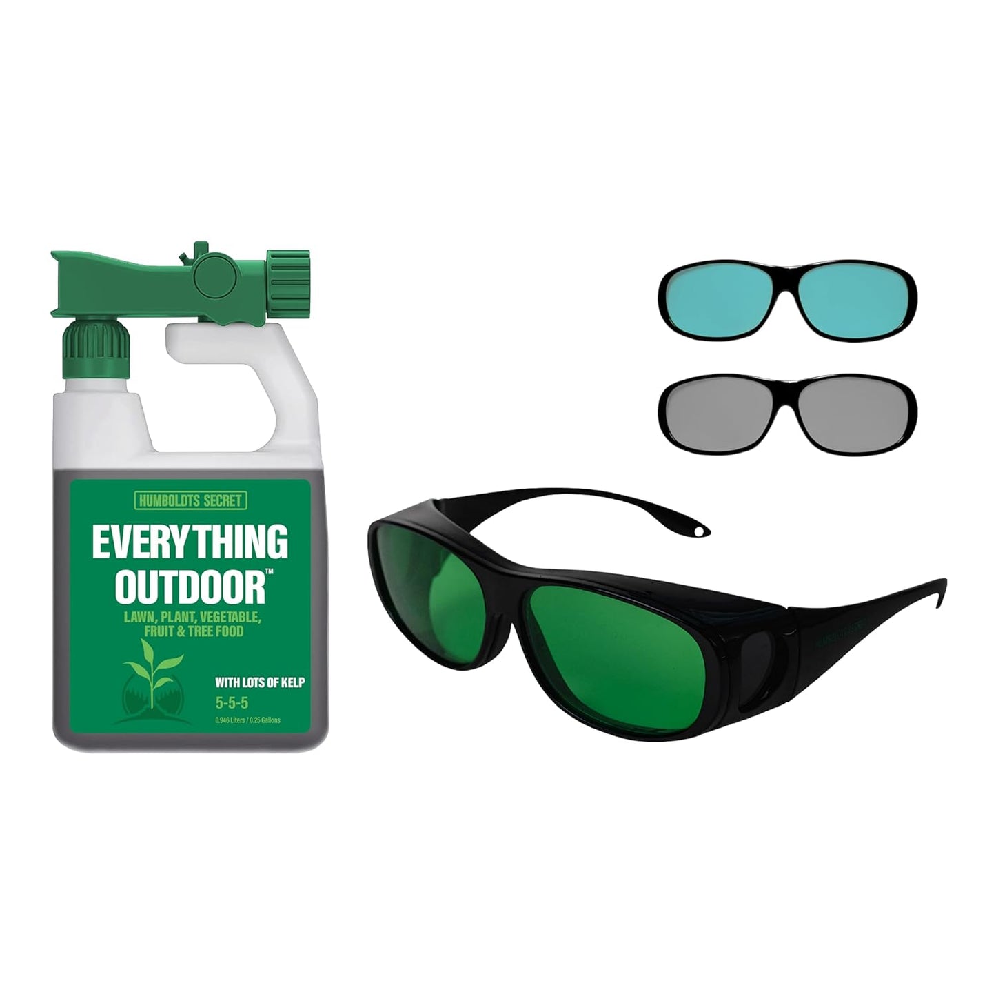 Humboldts Secret Everything Outdoor Plant Food - 5-5-5 Liquid Fertilizer with Kelp (32 Ounce) w/Grow Room Glasses | Interchangeable Magnetic Sunglasses with UVA/UVB Blocking Protection