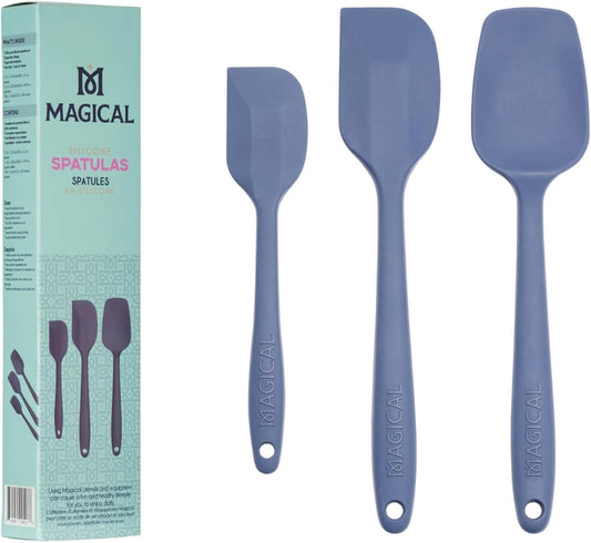 MAGICAL BUTTER Silicone Spatulas 3-Pack - Heat-Resistant & Dishwasher-Safe Kitchen Tools - Spatulas & Spoonula with Non-Slip Grip - Easily Combine Ingredients & Remove Mixtures from Molds & Trays