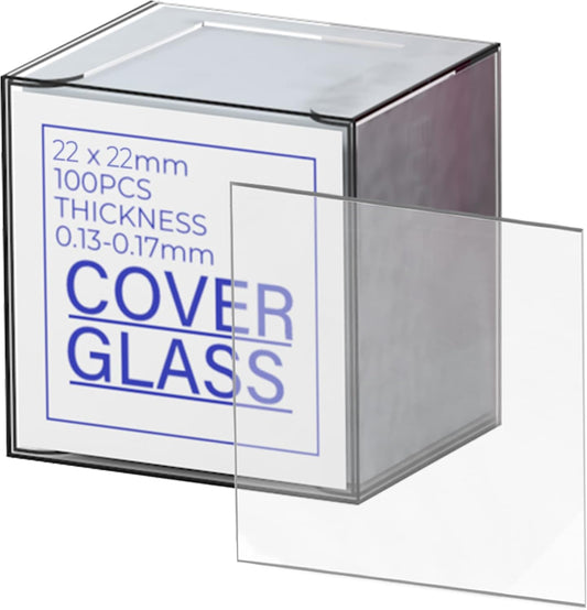 22x22mm Square Coverslips Cover Glass 100 Pcs Vabiooth Microscope Cover for Monocular Binocular Trinocular Microscopes