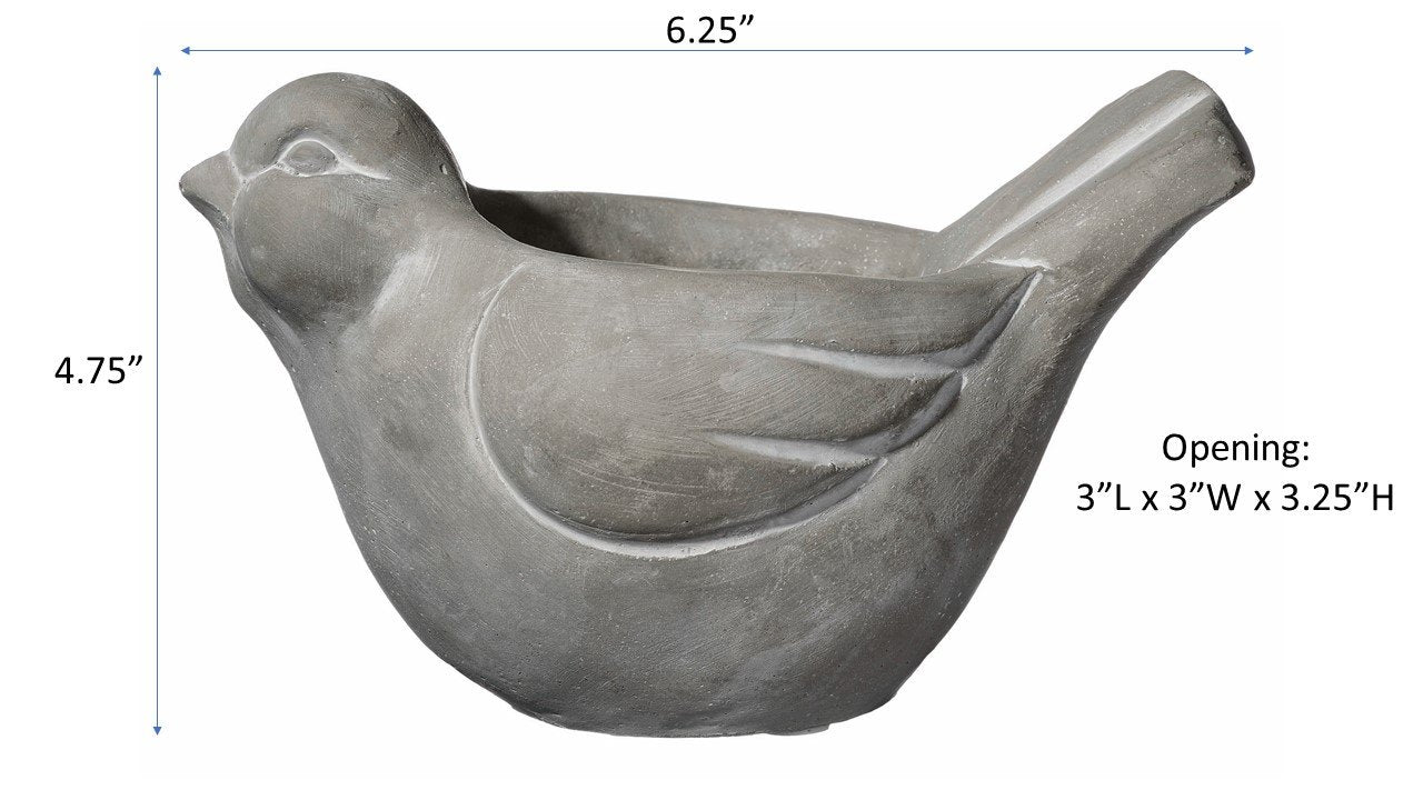 Classic Home and Garden Cement Buddies Animal Planter - Cute Desk Decoration - UV Coated Animal Vase w/Removable Drain Plug - Succulent Planter for Indoor/Outdoor Use (Bird Planter, Rust, Large)