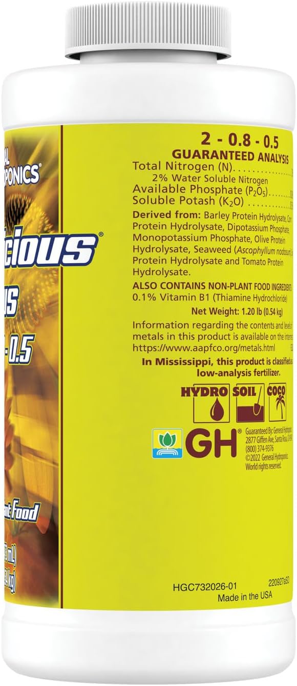 General Hydroponics Floralicious Plus, Vitality Plant Food, 2-0.8-0.5, 16.oz.