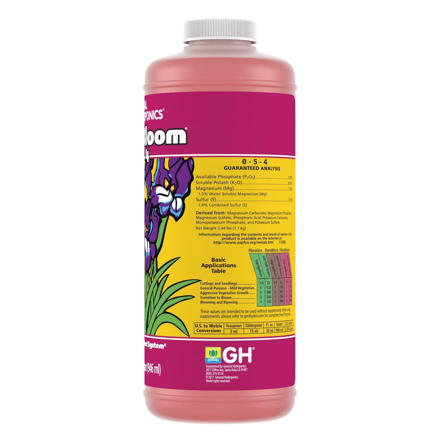 General Hydroponics FloraMicro 5-0-1, Use with FloraBloom & FloraGro For A Tailor-Made Nutrient Mix Ideal for Hydroponics, 1-Quart