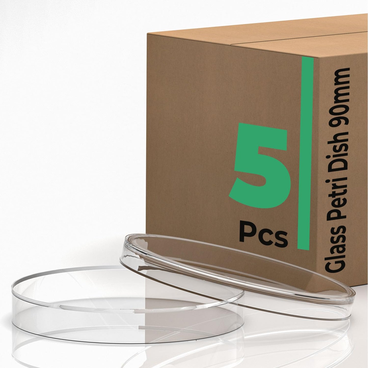 90mm 5 Pcs Thick Glass Petri Dish with Lid, 90mm Dia x 18mm Deep High Borosilicate Glass Petri Dishes Bacterial Culture Dishes for Lab Science Experiment