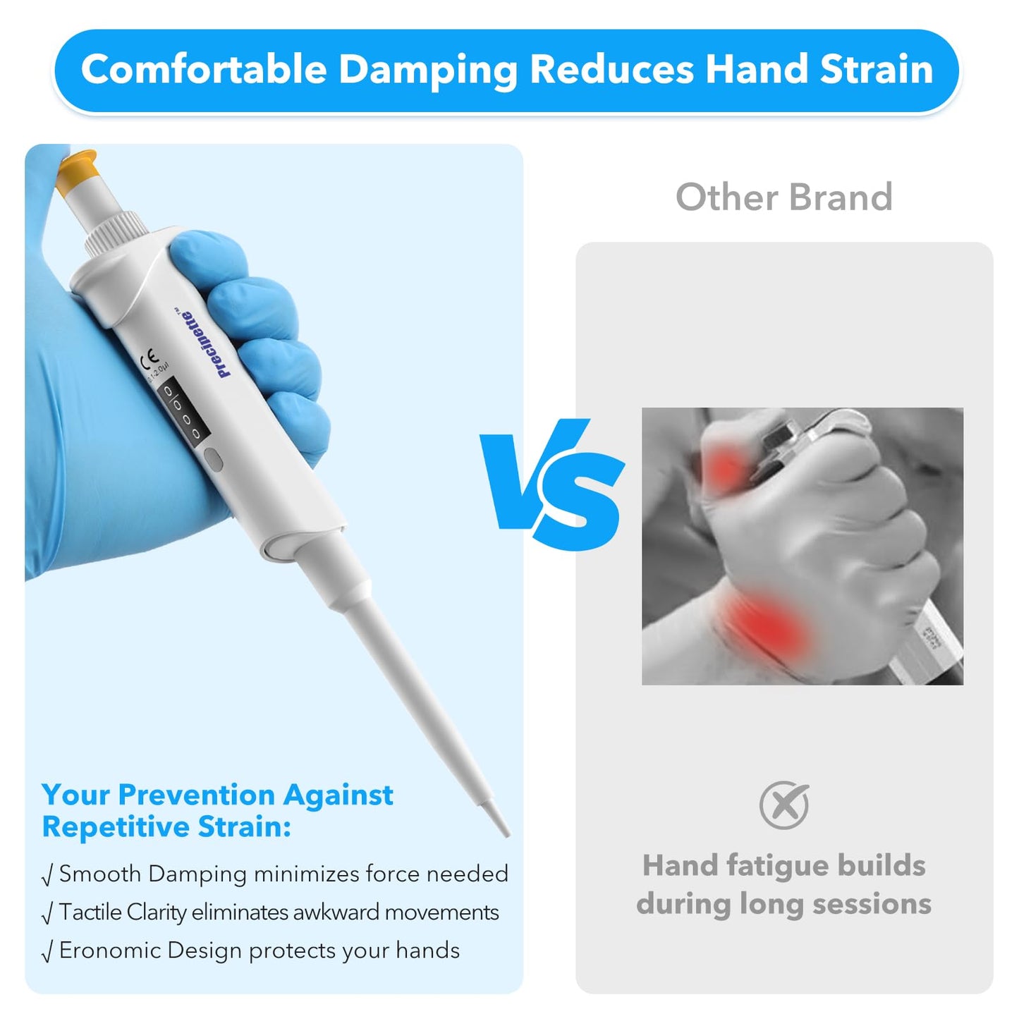 FOUR E'S SCIENTIFIC 20-200μL Pipette, Professional Single-Channel Pipettor Lightweight High Accurate Adjustable Variable Volume Micro Pipette with Calibration Certificate (Model LH0301006)