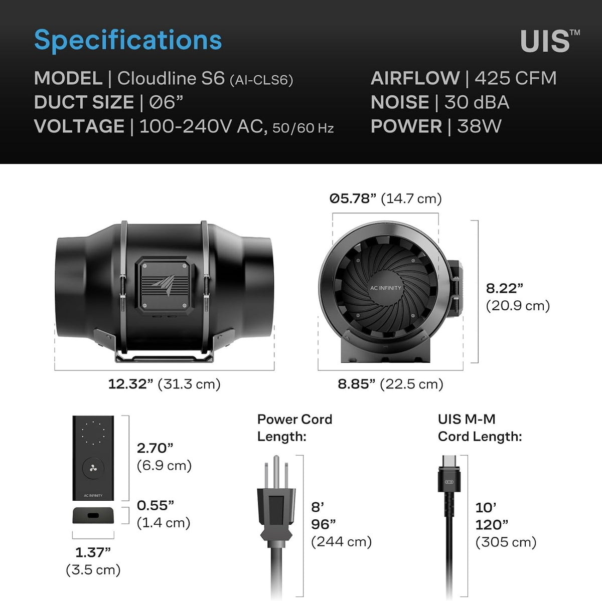 AC Infinity Inline Duct Fans with Controller Options