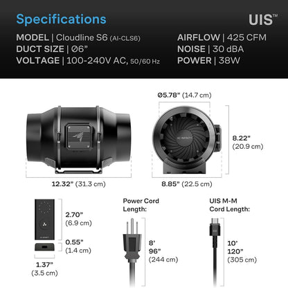 AC Infinity Inline Duct Fans with Controller Options
