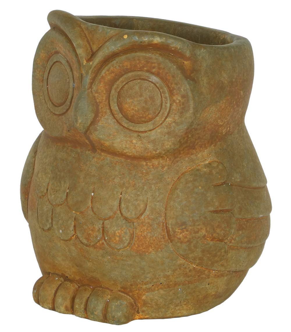 Classic Home and Garden Cement Buddies Animal Planter - Cute Desk Decoration - UV Coated Animal Vase w/Removable Drain Plug - Succulent Planter for Indoor/Outdoor Use (Bird Planter, Rust, Large)