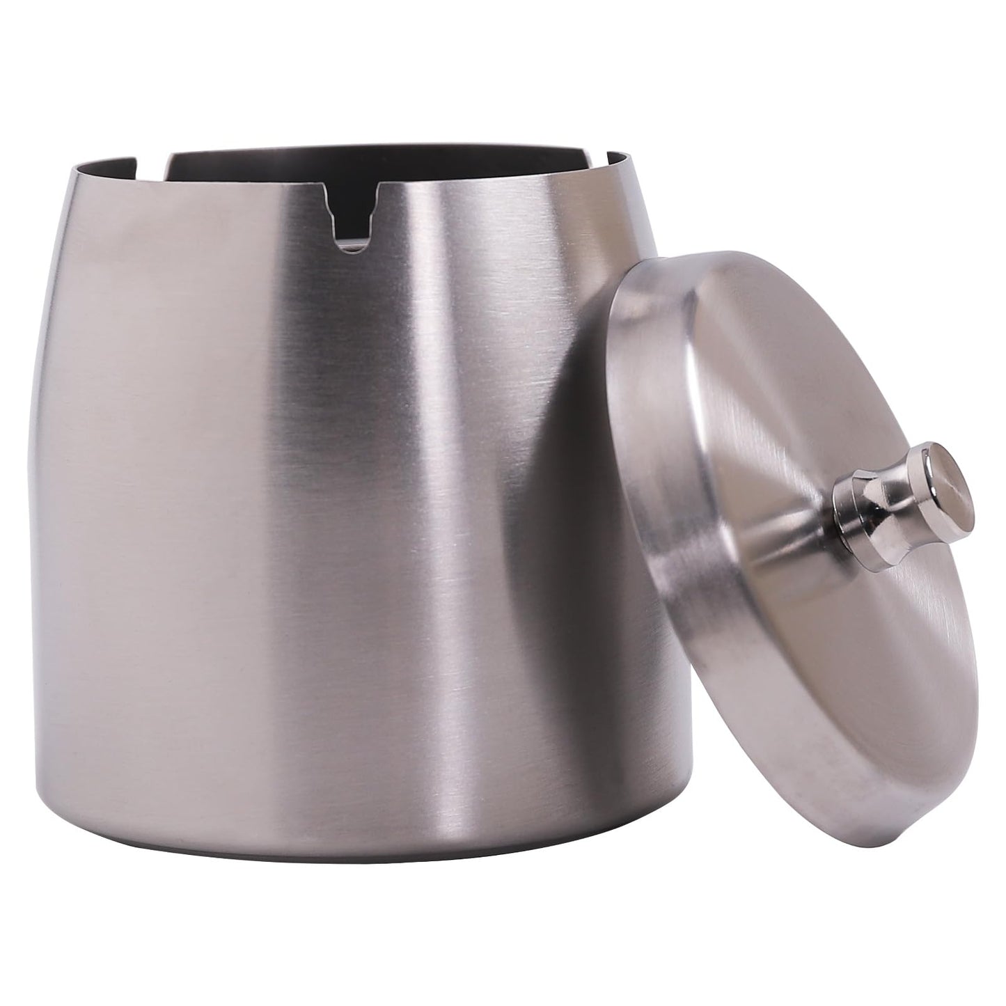 Ashtray with Lid for Cigarette, Stainless Steel Smokeless Odorless Windproof Ashtrays for Home Office Tabletop Outside Patio Outdoor Balcony(3.54"x3.0"x3.38")