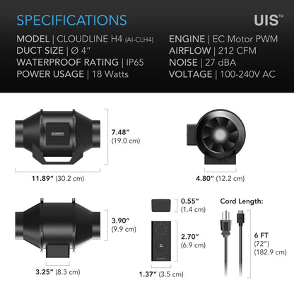 AC Infinity Inline Duct Fans with Controller Options