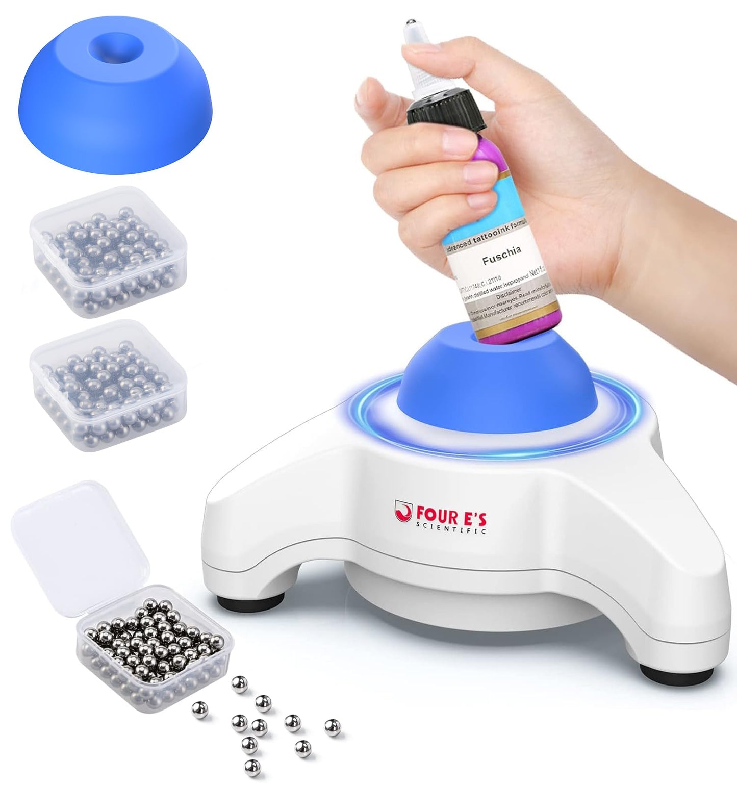 FOUR E'S SCIENTIFIC Vortex Mixer 5600rpm, Paint Mixer Touch Function, Mini Lab Vortex Shaker with an Extra Silicone Cap for Acrylic Miniature Model Paints Nail Polish Ink