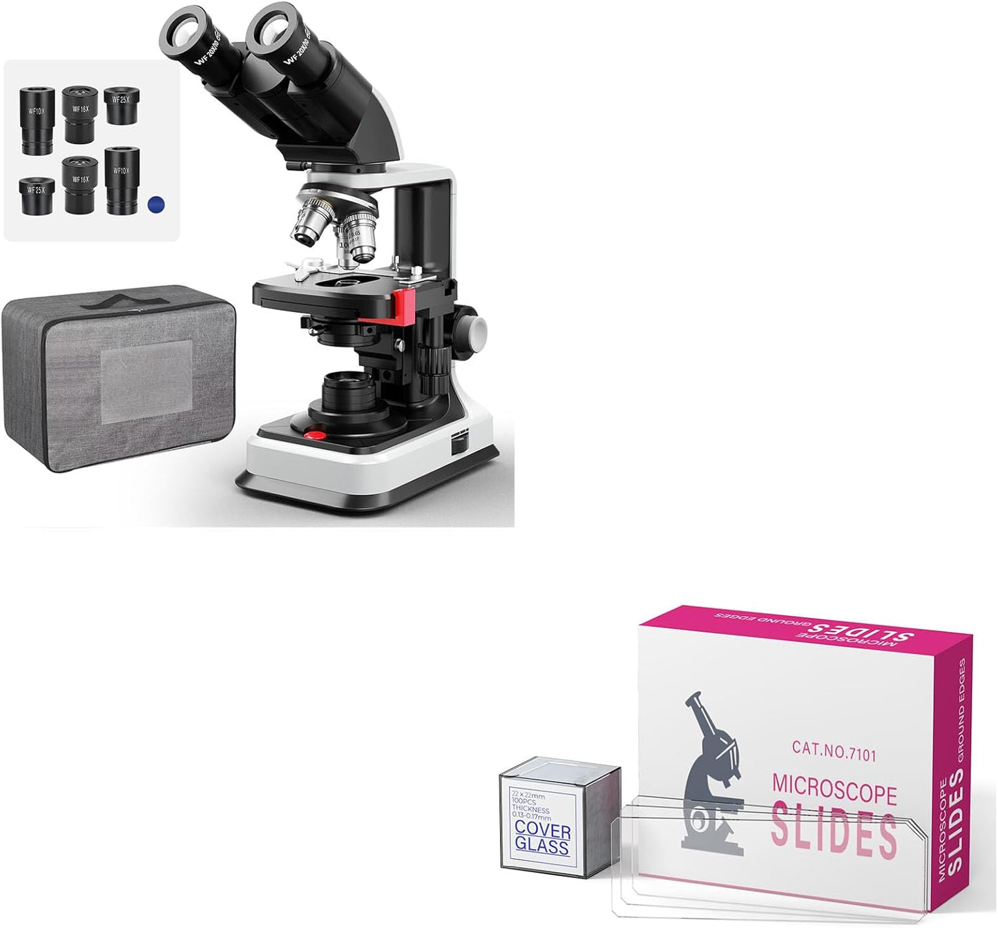 Binocular Microscope with 150 Pcs Blank Slides