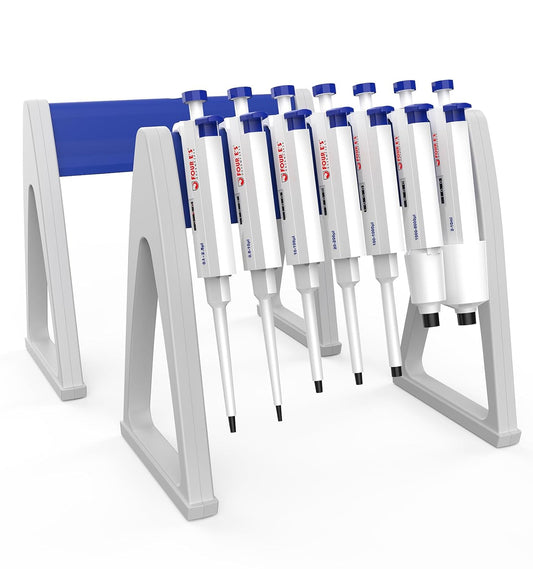 FOUR E'S SCIENTIFIC 2 Pcs Pipette Stand, Lab Pipettor Holder, Plastic Micropipette Rack Hold Up to 7-8 Pipettes (Micro Pipettes Not Included)