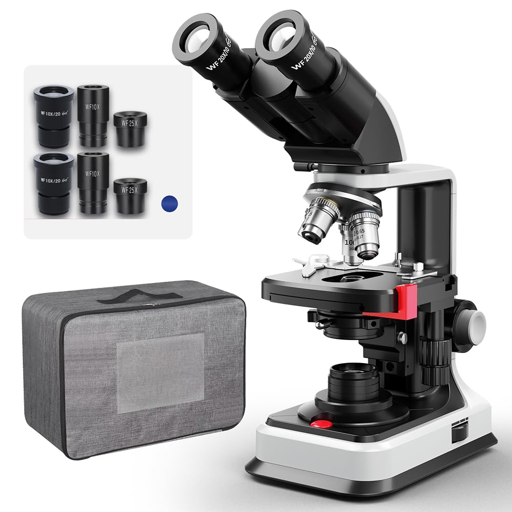 [24MP Smart Monitor] Vabiooth Lab Compound Trinocular Microscopes 40X-2500X Magnification with 7" Monitor Free Software-One Click Capturing Images & Video, Measuring Lengths, Wide-Field Eyepieces