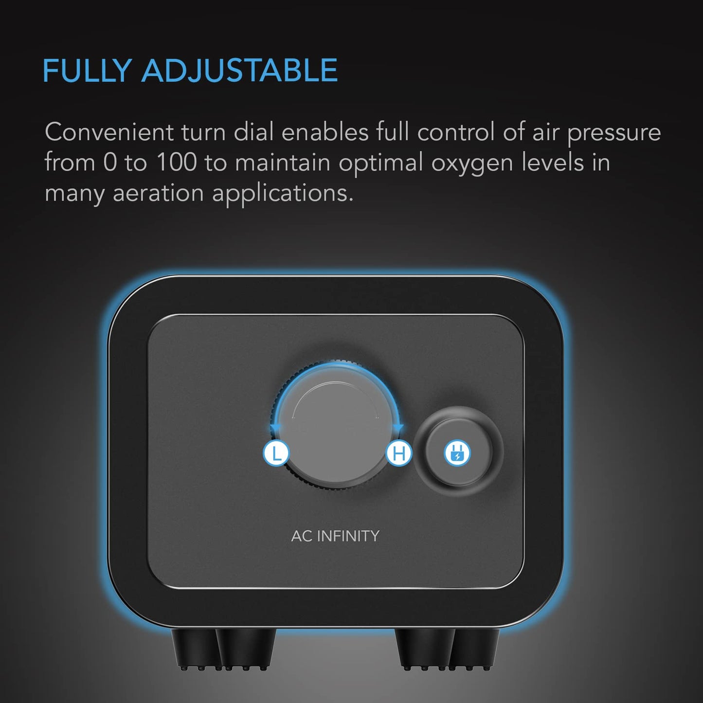 AC Infinity Air Pump One-Outlet Adjustable Oxygen Pump Kit with Tubing, Check Valve, and Air Stone, for Aquariums, Ponds, and Hydroponics Systems