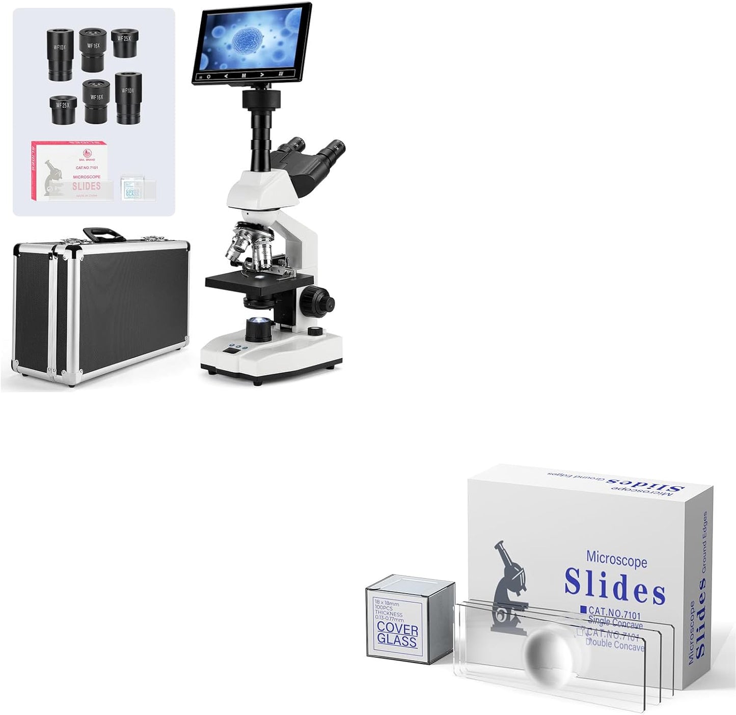 M003 Constant Temperature Trinocular with 50 Pcs Single Concave Microscope Slides