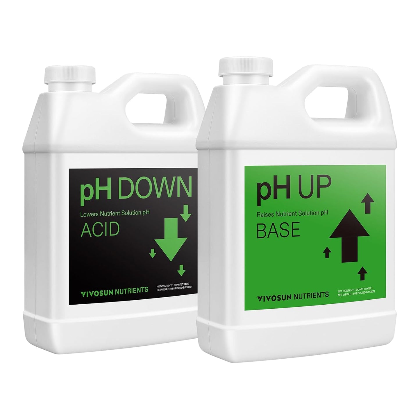 VIVOSUN pH Up & pH Down Kit, 1 Quart Each, pH Control Kit for Balanced pH Level and Optimal Nutrient Uptake, pH Adjuster Liquid Fertilizer for All Plants and All Growing Systems