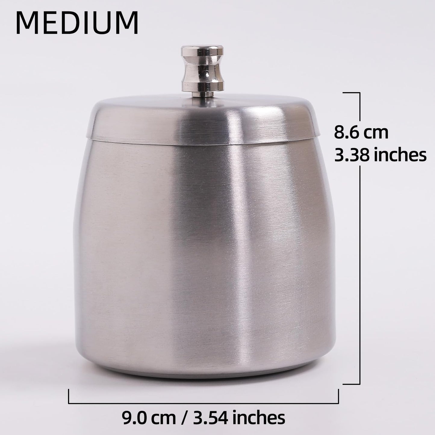 Ashtray with Lid for Cigarette, Stainless Steel Smokeless Odorless Windproof Ashtrays for Home Office Tabletop Outside Patio Outdoor Balcony(3.54"x3.0"x3.38")