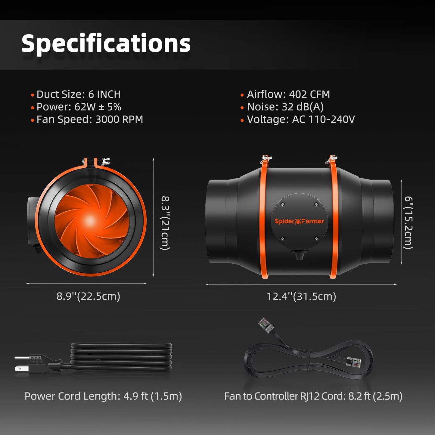 Spider Farmer Grow Tent Kit Complete 3x3x6ft G3000 Bar Style LED Grow Light Full Spectrum Ventilation System 36"x36"x70" Indoor Grow 1680D Canvas Tent 4" Inline Fan Carbon Filter & 6'' Clip Fan