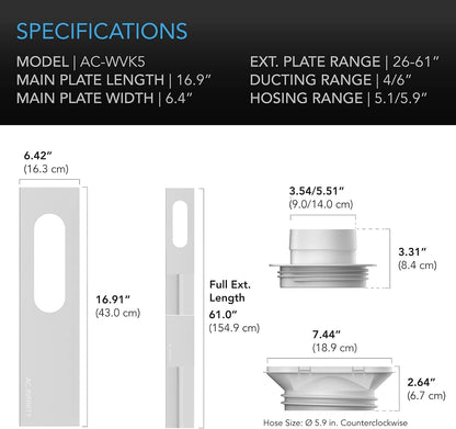 AC Infinity Window Duct Kit, Universal Vent Port for 4” and 6” Inline Fans