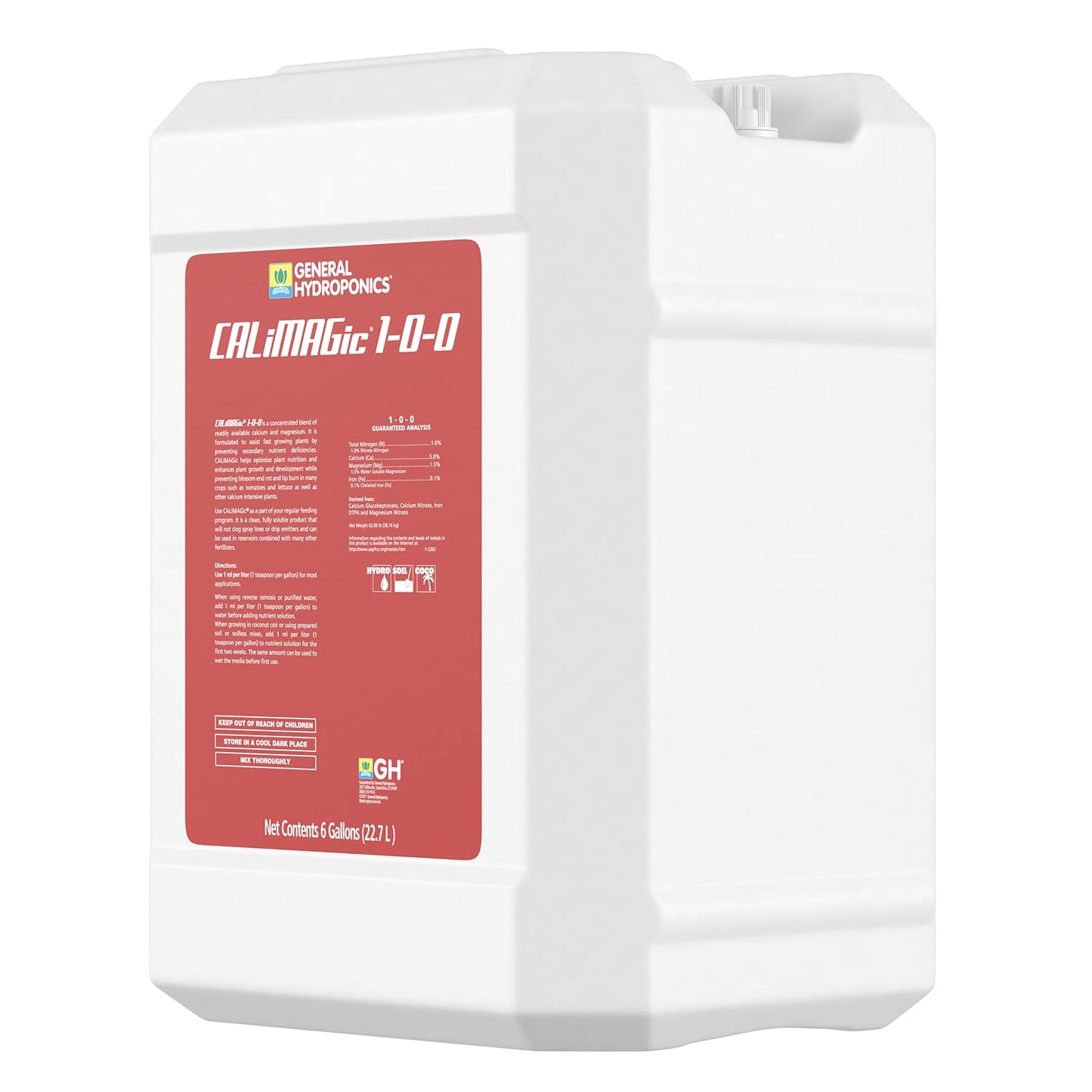 General Hydroponics CALiMAGic 1-0-0, Concentrated Blend Of Calcium & Magnesium, Secondary Nutrient Deficiencies Helps Prevent Blossom End Rot & Tip Burn, Clean, Soluble, 1-Gallon