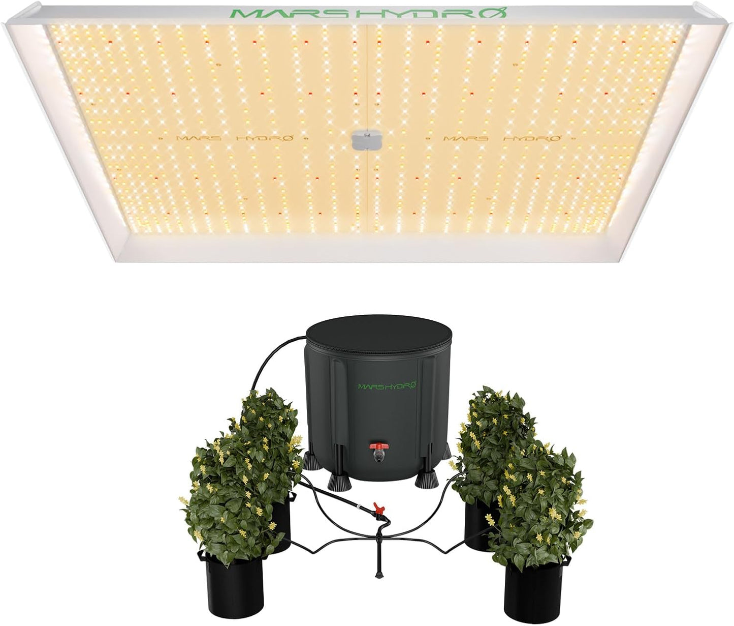 MARS HYDRO TS 3000 420W LED Grow Light with Auto Drip Irrigation Kits with 13 Gallon Bucket for Indoor Plants Full Spectrum Plant Growing Lamp for 4x4 5x5ft Greenhouse & Grow Tent