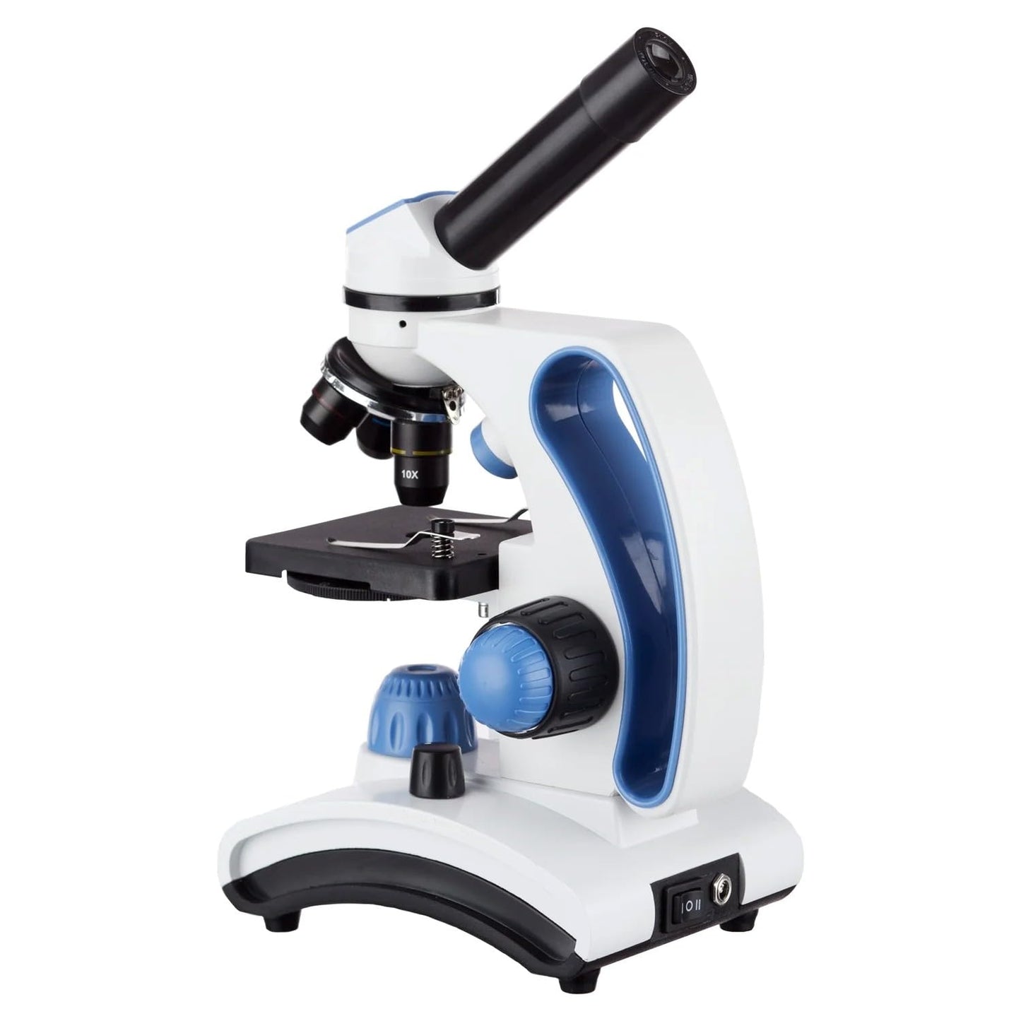 AmScope M162C-2L-PB10-WM"Awarded 2018 Best Students and Kids Microscope Kit" - 40X-1000X Dual Light All Metal Microscope with Slides and Microscope Book, Blue