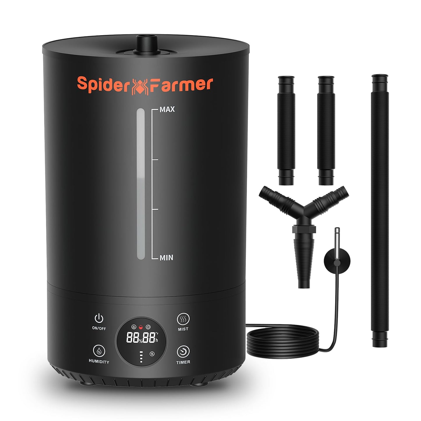 Spider Farmer 3-in-1 6L Humidifier Indoor with Timer & Hose Cool Mist Ultrasonic Humidifiers Large Room with Temperature & Humidity Probe for Plant Mushroom Greenhouse Bedroom Grow Tent Top Fill Black