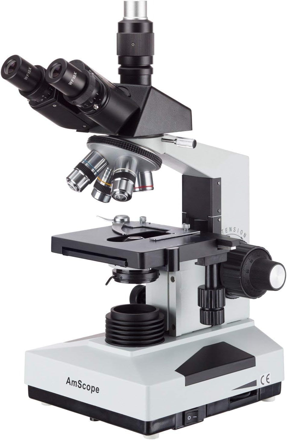 AmScope T490B Compound Trinocular Microscope, 40X-2000X Magnification, Halogen Light, Abbe Condenser, 2-Layer Mechanical Stage, High-Resolution Optics, Awarded No. 6 Among The Top 10 Microscopes 2016