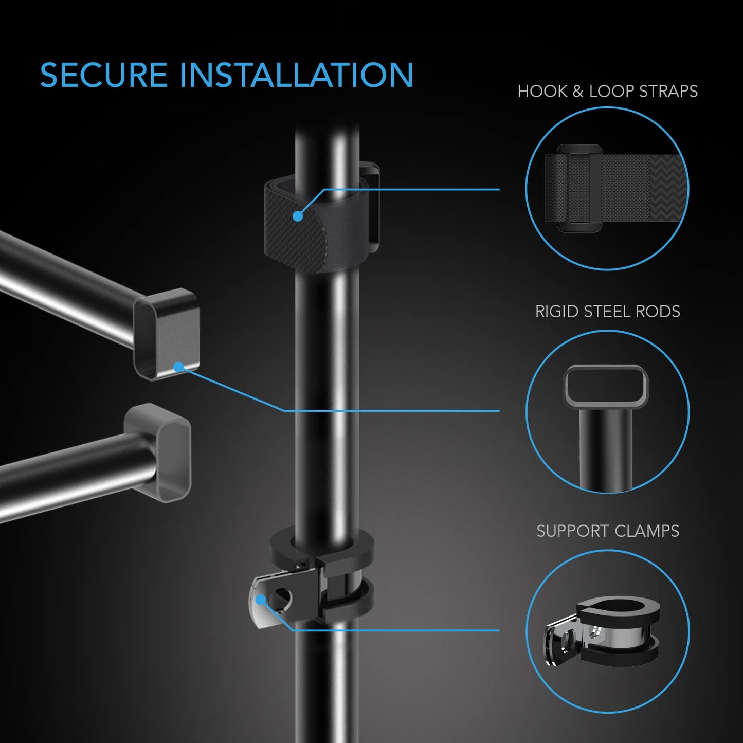 AC Infinity Heavy-Duty Grow Tent Mounting Bars 2x2', High Airflow CFM Kit Prevents Walls from Sucking in, Trellis and Supplemental Lights Mounting for All 2x2 Indoor Grow Tents