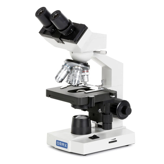 OMAX M82E Series LED Binocular Compound Lab Microscope - 40X-2000X Magnification - Microscope Kit with 100 Blank Slides & Cover Slips