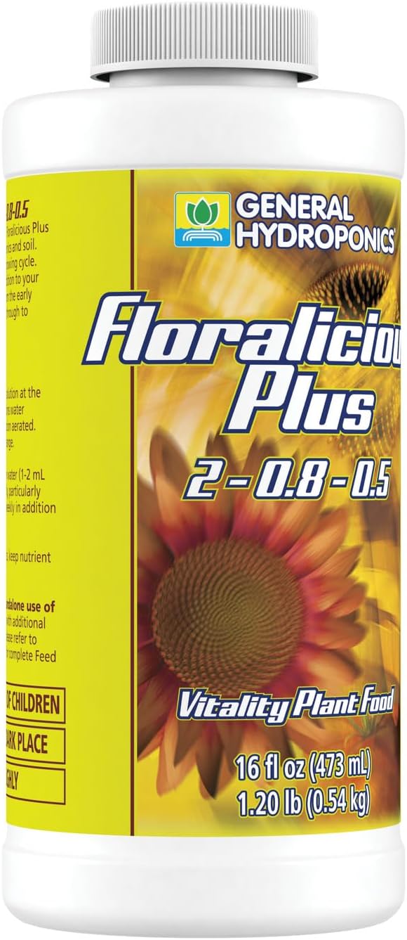 General Hydroponics Floralicious Plus, Vitality Plant Food, 2-0.8-0.5, 16.oz.