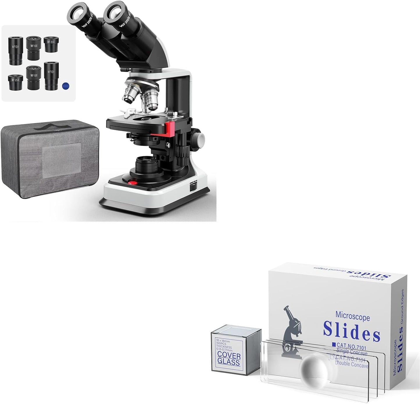 Binocular Microscope with 150 Pcs Single Concave Slides