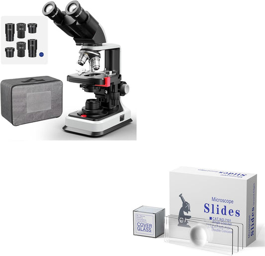 Binocular Microscope with 150 Pcs Single Concave Slides