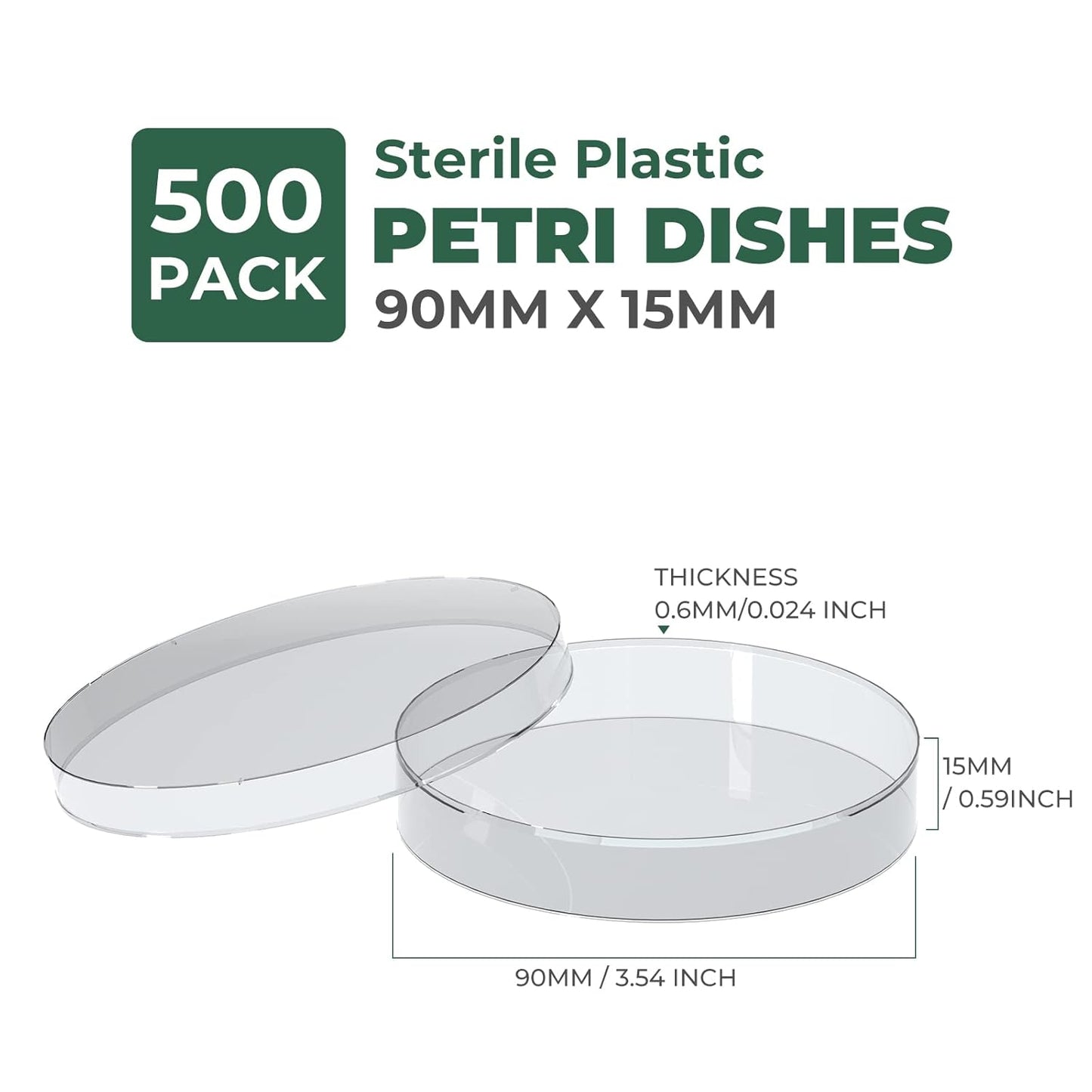 500Pcs Petri Dishes with 100Pcs Plastic Transfer Pipettes