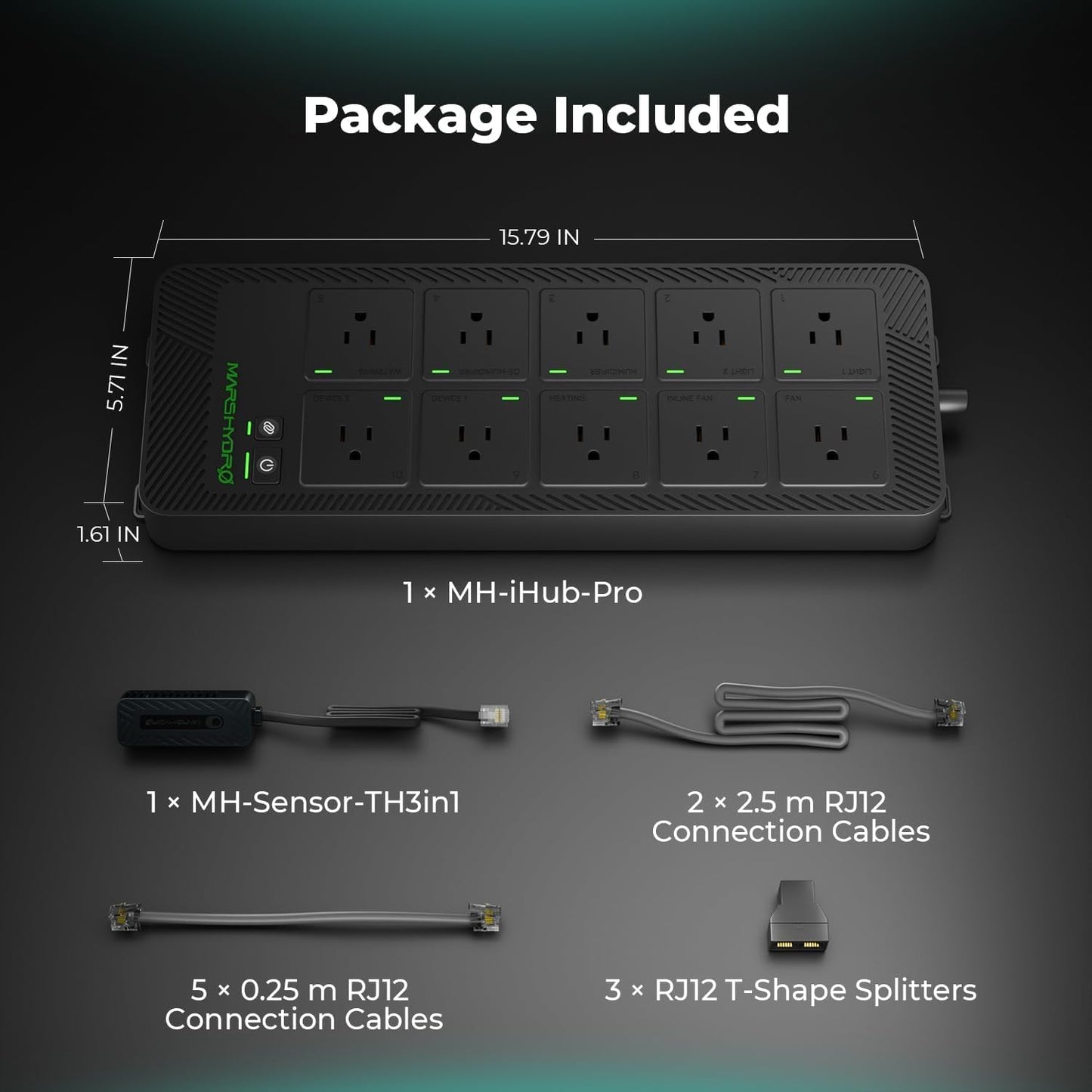 MARS HYDRO Auto Drip Irrigation Kits with iHub-Pro, Smart 10AC Power Strip Kit 10-Outlet All-in-One Grow Room Hub