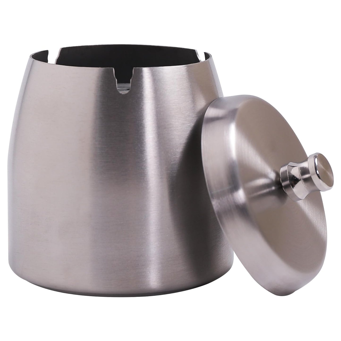 Ashtray with Lid for Cigarette, Stainless Steel Smokeless Odorless Windproof Ashtrays for Home Office Tabletop Outside Patio Outdoor Balcony(3.54"x3.0"x3.38")