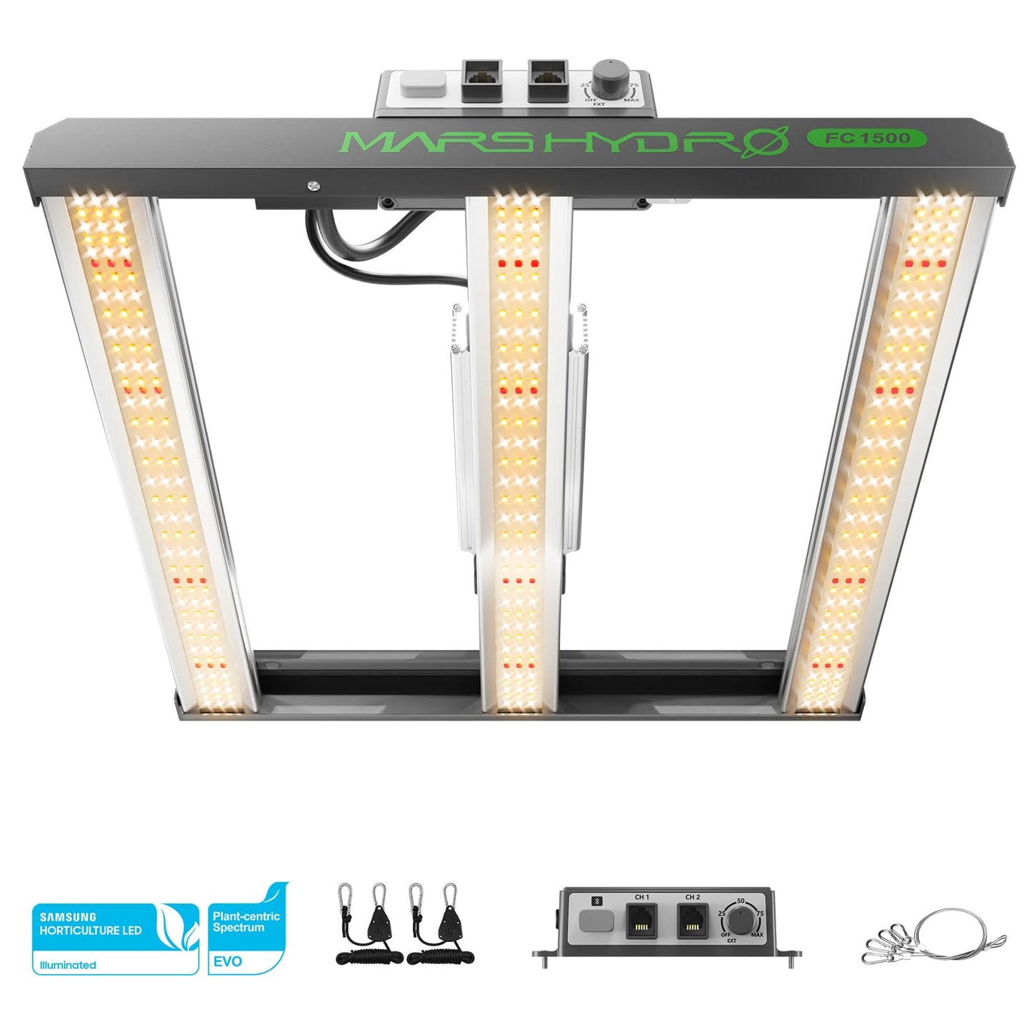 2024 New Version Mars Hydro 2 in 1 Design FC3000 EVO 300W, Samsung LM301H EVO LED Grow Light 3x3 ft Coverage, Commercial Full Spectrum Daisy Chain Dimmable Bar Style Grow Lamp for Indoor Plants