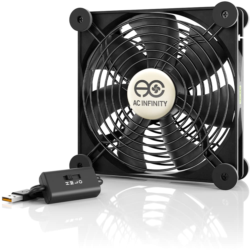 AC Infinity MULTIFAN S7, Quiet Dual 120mm USB Fan, UL-Certified for Receiver DVR PlayStation Xbox Computer Cabinet Cooling