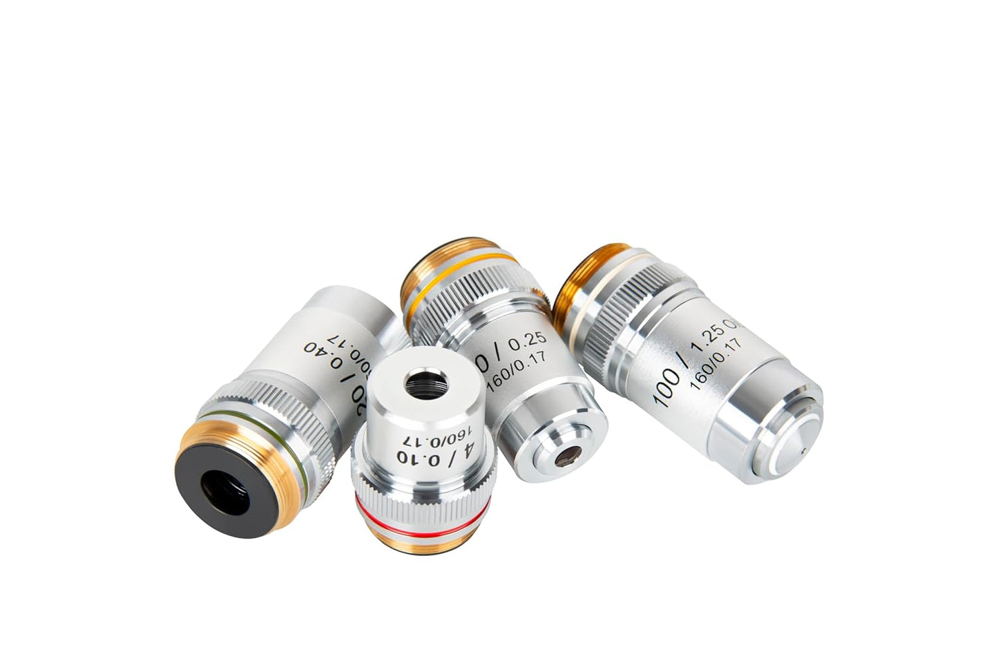 40X Objective Brass Achromatic 195 Objective Lens Clear Standard 20mm Thread Biological Microscope Objective Telescope Accessories, Sliver Color